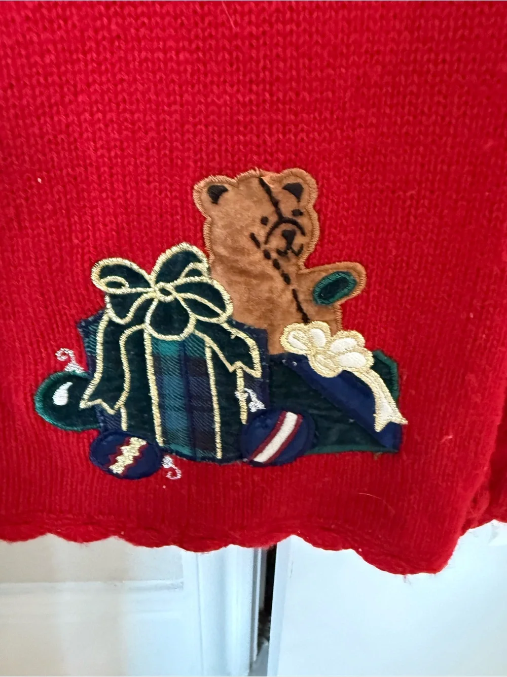 Vintage Kids Red Holiday Vest with Gift Applique